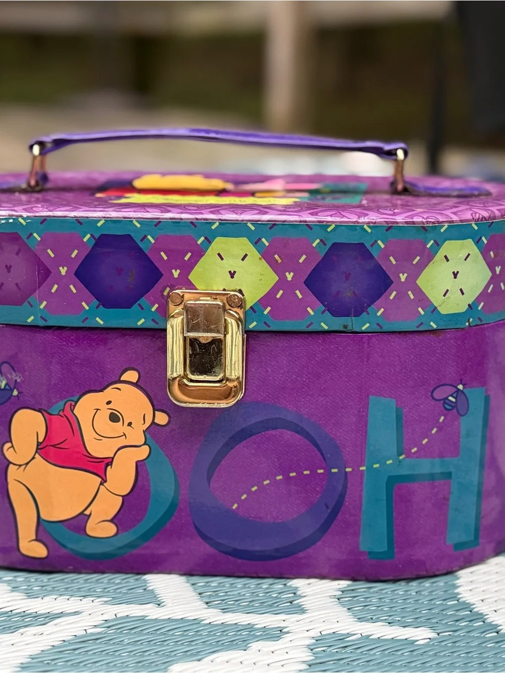Winnie the Pooh Purple Carry Case with Gold Latch